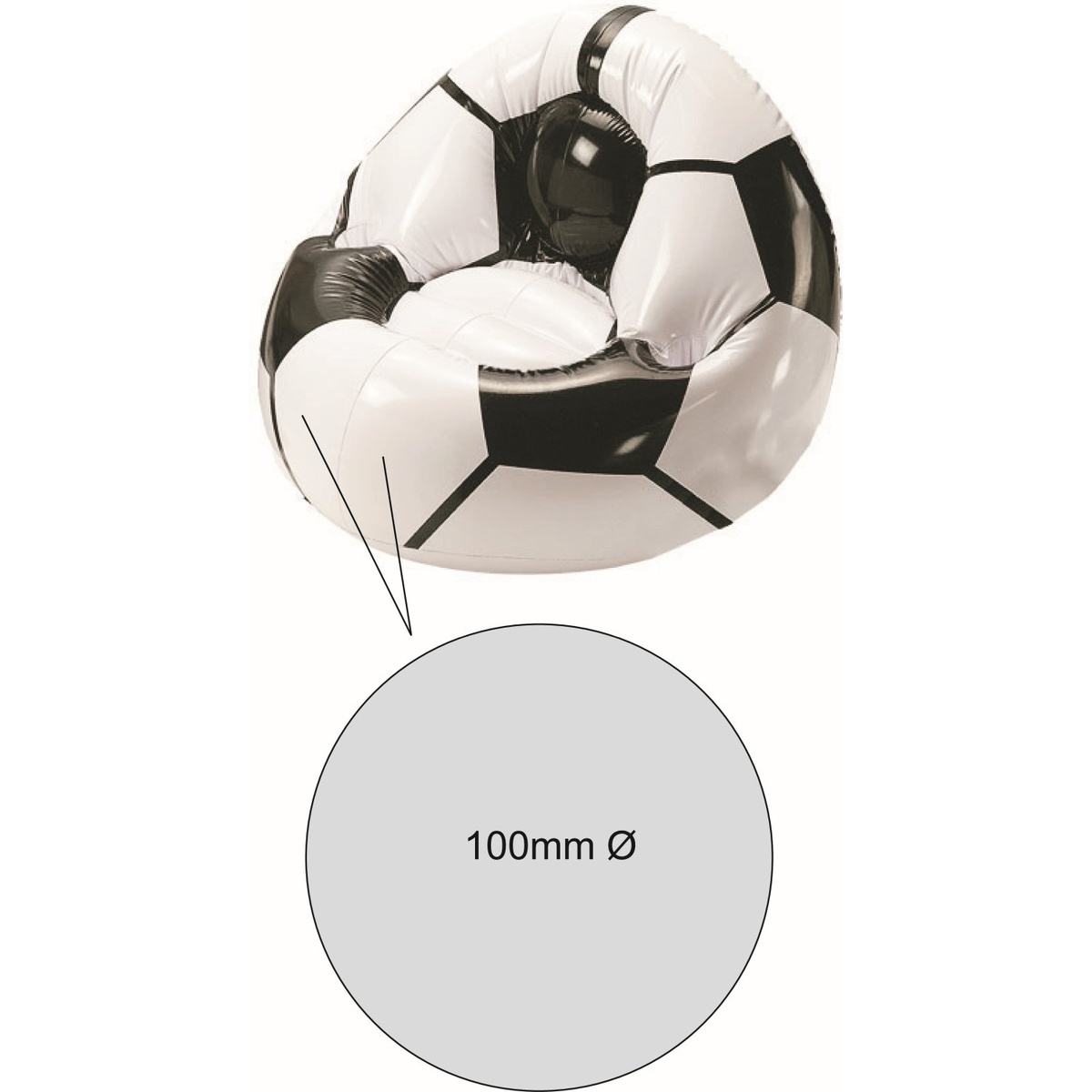 links oder rechts unten neben der Naht (Ø 100 mm)