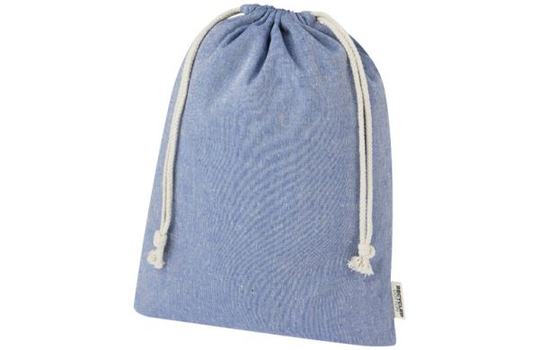 Pheebs 150 g/m² GRS Zuziehbeutel aus Recyclingbaumwolle groß 4 l - heather blau 