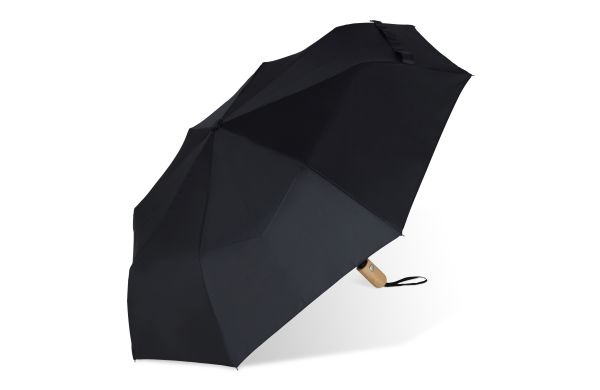 21” faltbarer Regenschirm aus R-PET -Material mit Automatiköffnung, schwarz