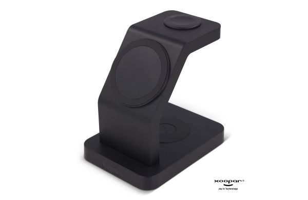 2708  Xoopar Icon 3 in 1 Magnetic Wireless charger, schwarz