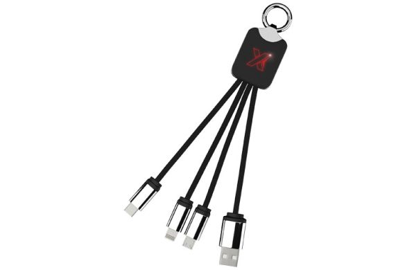 SCX.design C15 Quatro Ladekabel mit Leuchtlogo - rot, schwarz 
