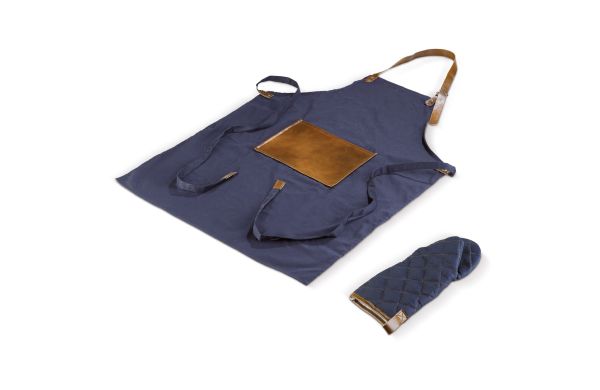 BBQ-Schürze und -Handschuh, dunkelblau