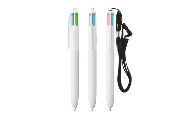 BIC 4 Colours Fashion Kugelschreiber und Lanyard, Weiß