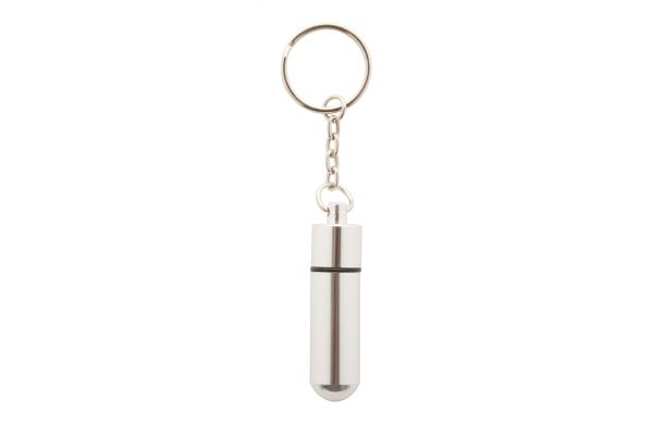 Carrypill Schlüsselanhänger mit Pillenbox, silber
