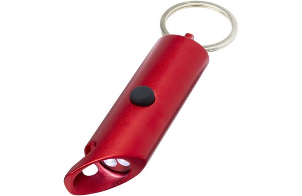 Flare IPX-LED-Lampe und Flaschenöffner aus recyceltem Aluminium mit Schlüsselanhänger, mittelrot
