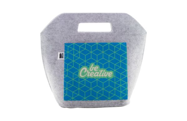 Individuelle RPET-Kühltasche CreaFelt Coolgrab, weiß/grau