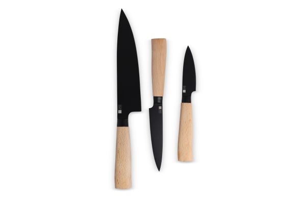 InSideOut 3 Stück Essential Messer Set Ravn, holz