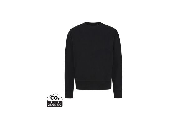 Iqoniq Kruger Relax-Rundhals-Sweater aus recycelt. Baumwolle/schwarz/L