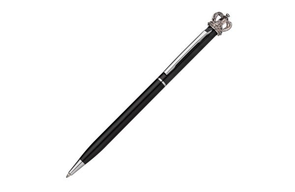 Kugelschreiber aus Metall mit Krone - schwarz
