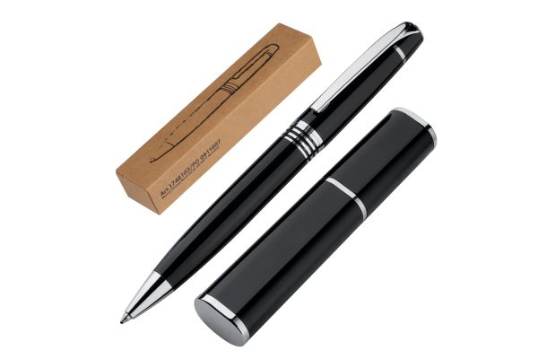 Metall-Drehkugelschreiber in Metallbox - schwarz