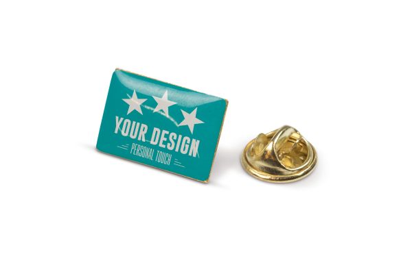 Metall Pin rechteckig 19x13mm, gold satin
