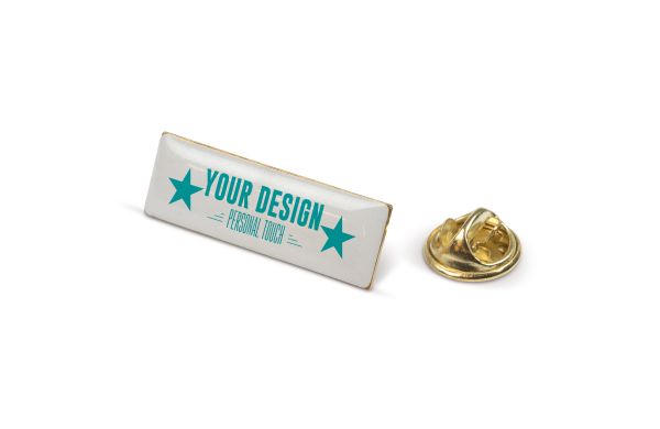 Metall Pin rechteckig 30x10mm, gold satin