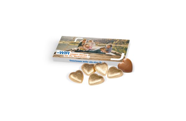 Präsentbox mit Lindt Schokoherzen Klimaneutral FSC