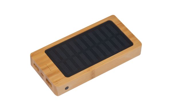 Solar Powerbank aus Bambus mit 8000 mAh - beige
