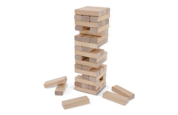 Wackelturm mit Beutel, holz