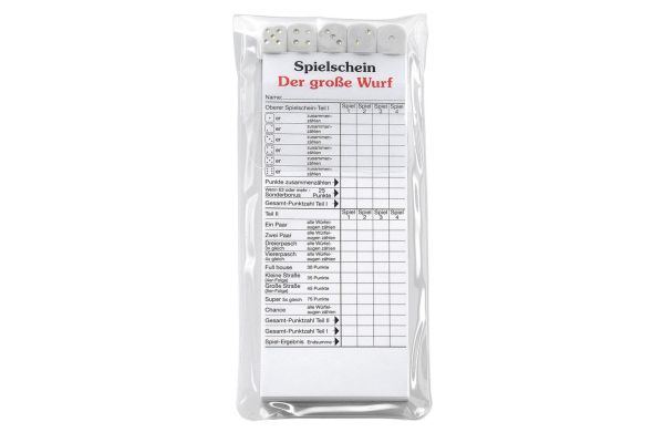 Würfelspiel "Der große Wurf" im Etui, weiss