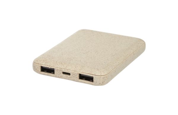 Asama 5000 mAh Powerbank aus Weizenstroh - beige 