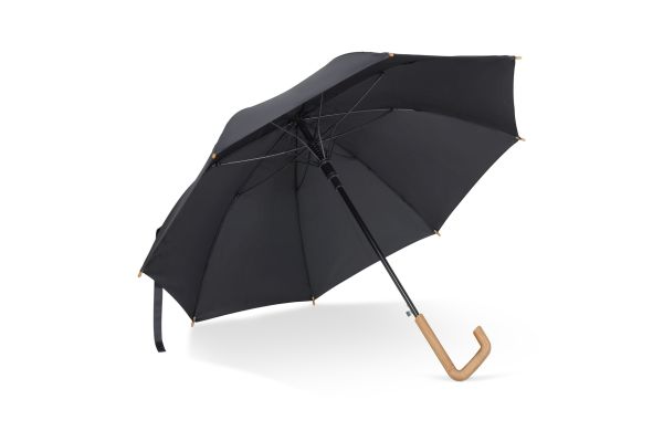 23” Regenschirm aus R-PET-Material mit Automatiköffnung, schwarz