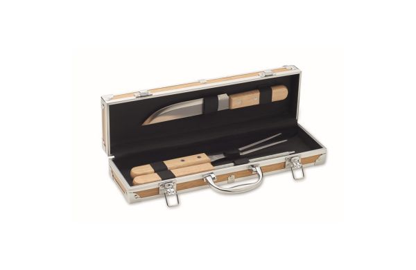 TOOLDERA 3teiliger BBQ Koffer, holz