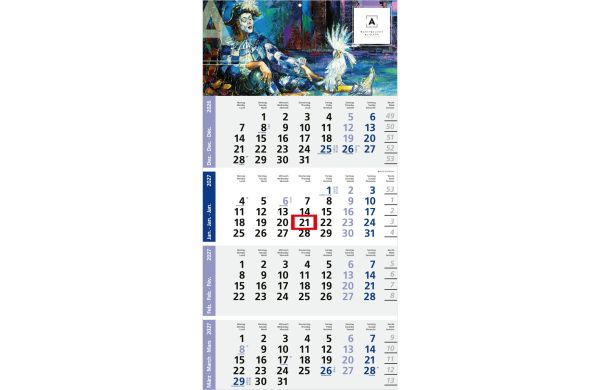 4-Monatskalender Einblatt Logic 4 Post A Design-Kalendarium