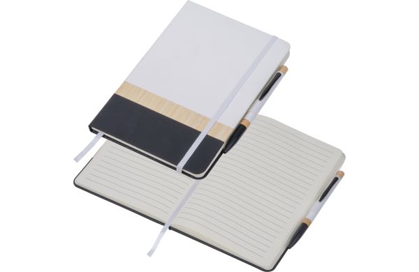 A5 Notizbuch mit Kugelschreiber AVA, weiss