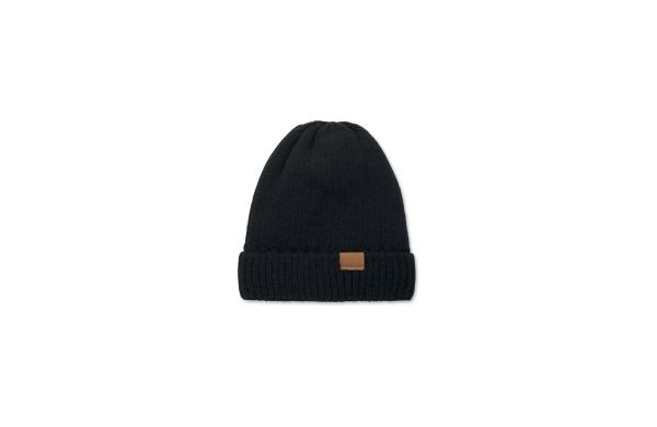 Beanie mit Bündchen, Schwarz