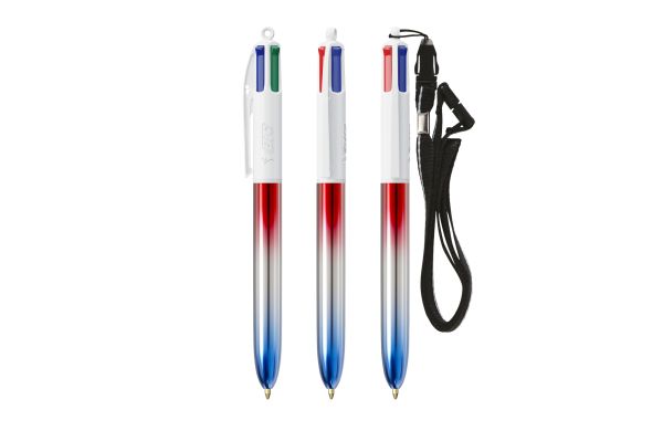 BIC 4 Colours Flags Collection und lanyard, Rot - Silber - Blau