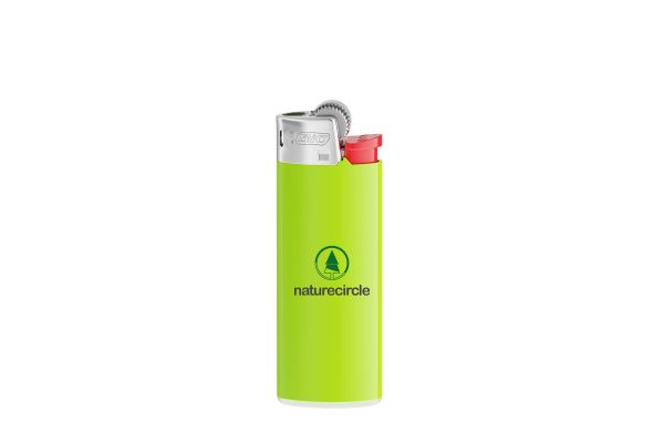 BIC J25 Standard Feuerzeug, Corpus Apfelgrün-Boden Weiss-Drücker Rot-Chromkappe