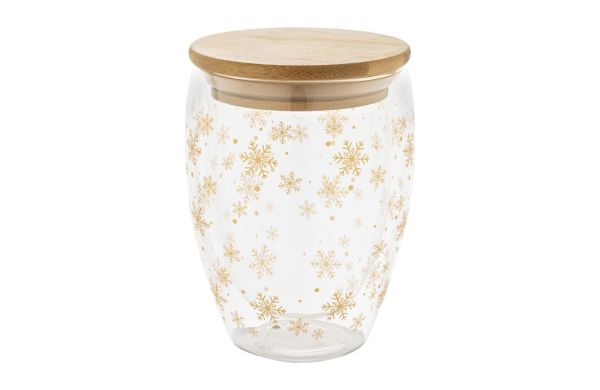 Bostro Weihnachts-Thermobecher aus Glas, natural, transparent klar