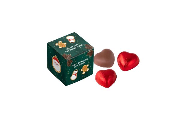 Box mit 3 Schokoladenherzen, Weiß