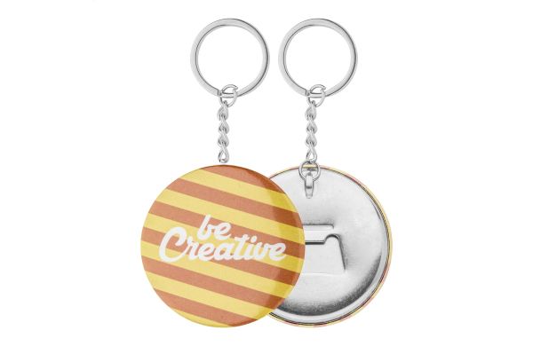Button-Schlüsselanhänger KeyBadge Bottle, Weiss