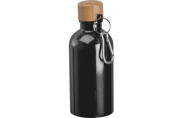 Edelstahltrinkflasche-mit-Karabiner-400ml-schwarz