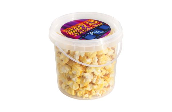 Eimer mit Popcorn, transparent