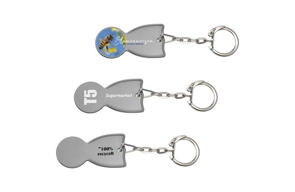 Einkaufswagenlöser Recycling mit Gliederkette und Ring_ grau