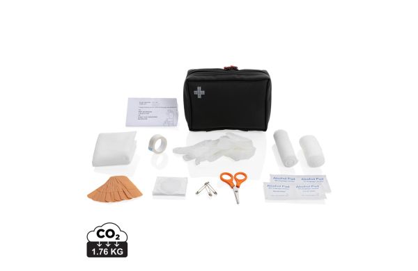 Erste-Hilfe-Set in RCS recycelter Nubuk-PU Tasche, schwarz
