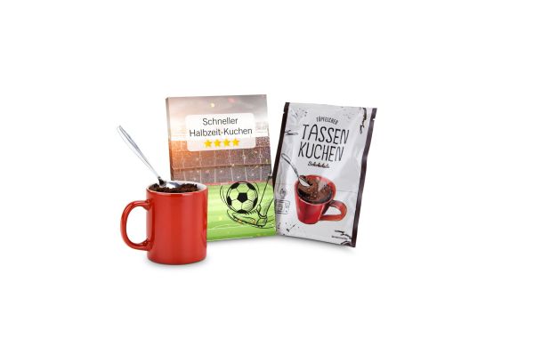 Geschenkartikel / Präsentartikel: WM-Tassenkuchen Schnelle Halbzeitpause, Schokolade 70 g