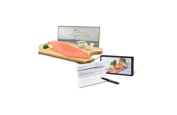 Geschenkartikel / Präsentartikel: Lachs-Gutschein in Holzbox: Feinschmecker