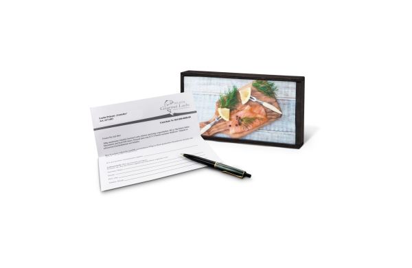 Geschenkartikel: Lachs-Gutschein in Holzbox: Genießer