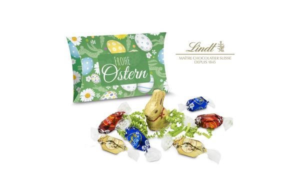 Geschenkartikel / Präsentartikel: Lindt Ostertasche inkl. Lindt-Goldhase - auch in individueller Kissenverpackung