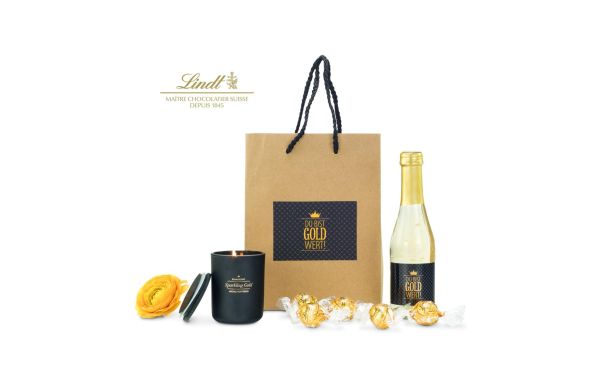 Geschenkset / Präsenteset: Du bist Gold wert Tüte
