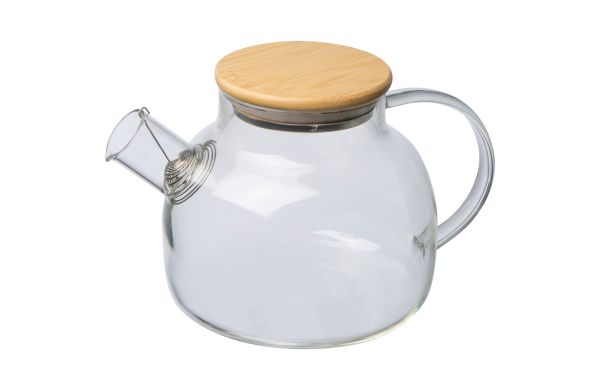 Glaskanne mit Bambusdeckel, 1000ml - transparent
