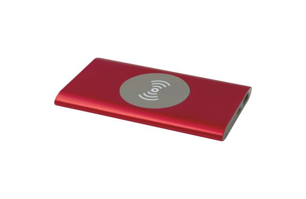 Juice 4000 mAh Typ-C kabellose Powerbank aus recyceltem Aluminium, mittelrot
