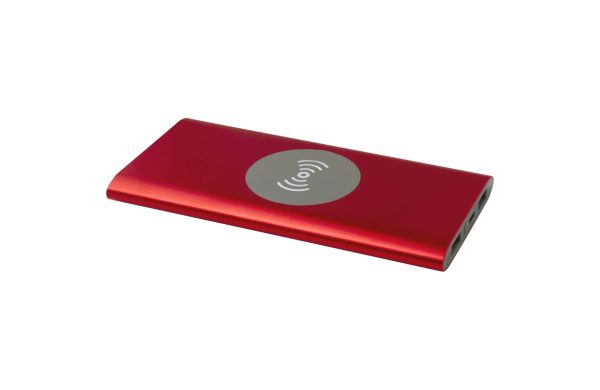 Juice 8000 mAh Typ-C kabellose Powerbank aus recyceltem Aluminium, mittelrot