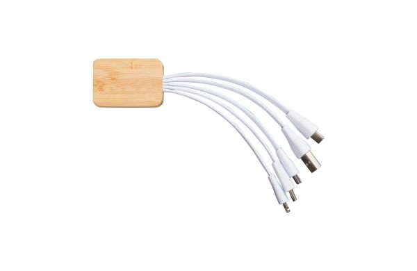 Ladekabel Bambus mit R-PET-Ummantelung, weiss