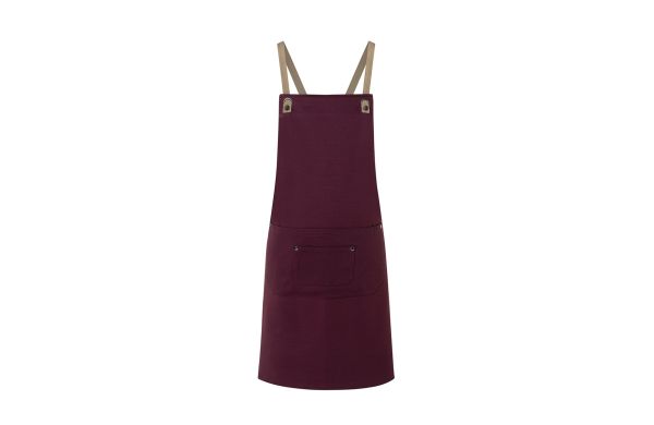 Latzschürze Urban-Nature mit Kreuzbändern und grosser Tasche LS 39 aubergine
