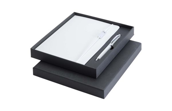 Legato Elegance A5 Hardcover Notizbuch mit Tintenroller Set, weiss
