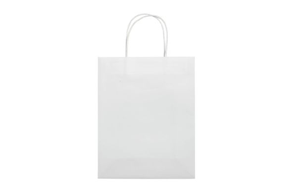 Mittlere Papiertasche im Eco Look 120g-m², weiss