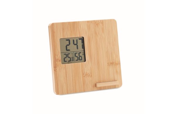 FERREL Tischuhr mit Ladestation - holzfarben