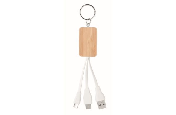 CLAUER Schlüsselring-Ladekabel 3in1 - holzfarben
