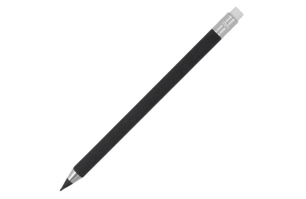 Nachhaltiger Papierstift mit Radiergummi, schwarz